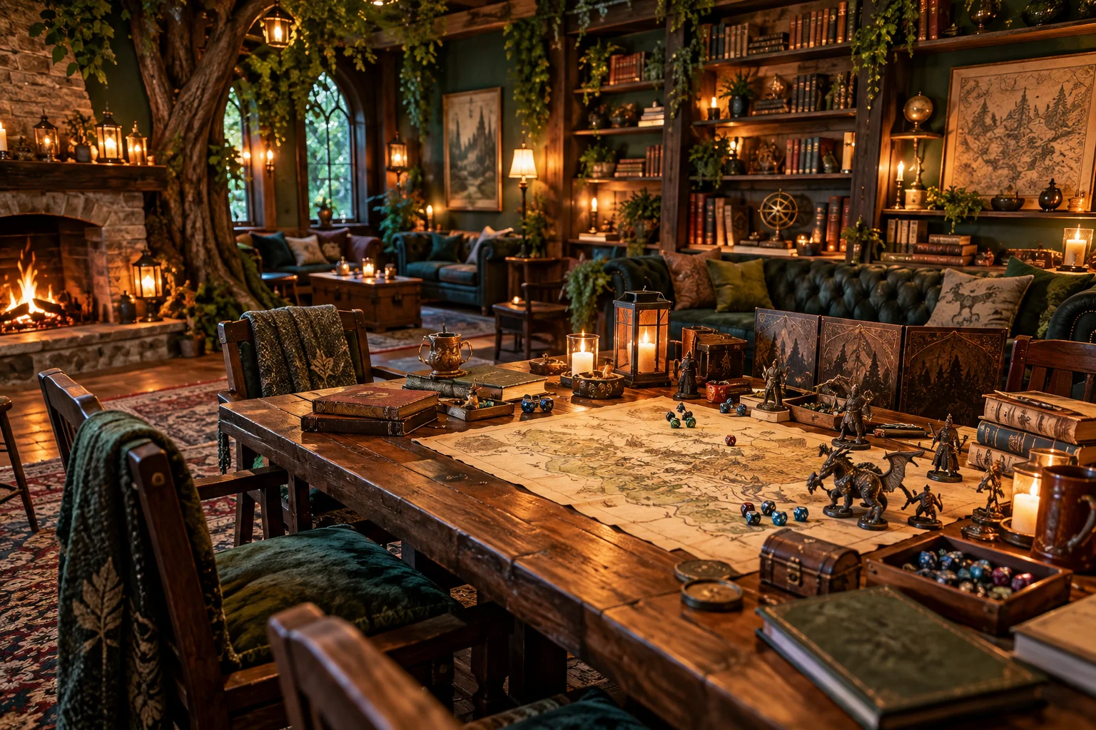 Espaço acolhedor de um clube de RPG Espaço acolhedor de um clube de RPG